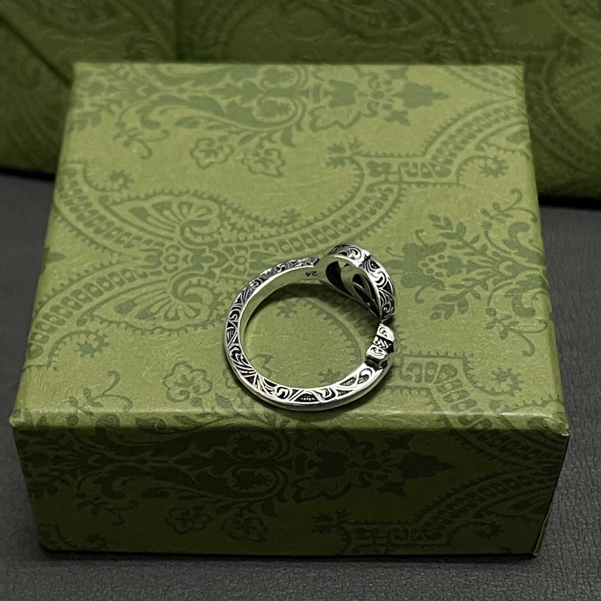 70% rabatt 2023 Nya lyxiga högkvalitativa modesmycken för sterling silver dubbelknappsring jämfört med gamla män och kvinnor