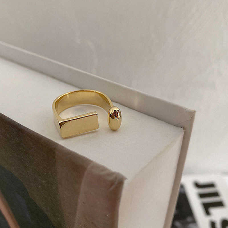 Cluster Rings Personality Design Opening Letter D Shaped Geometric Square Gold Ring Jewelry For Women Charms Gift L230306