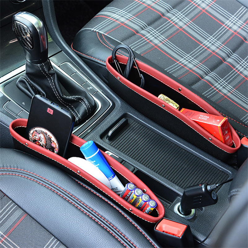 PU Leather Car Organizer Scorage Car Gling Gap Case Storage Pocket متعدد الوظائف مقعد السائق ملحقات كأس الكأس