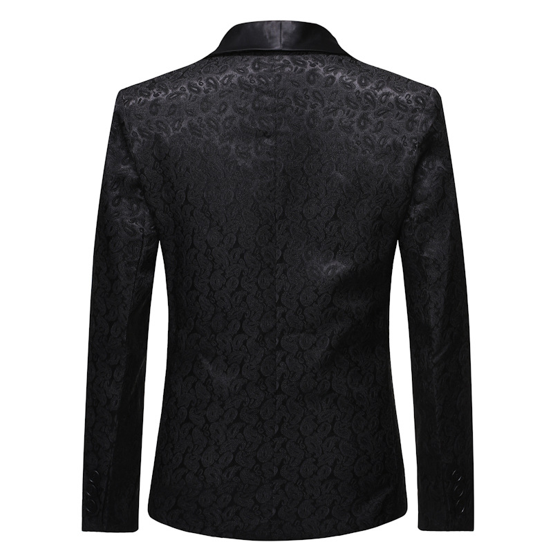 Red Nightclub Shawl Collar One Button Blazer Men Brand Paisley Jacquard Suit Jacket Mens Wedding Tuxedo Blazers Masculino