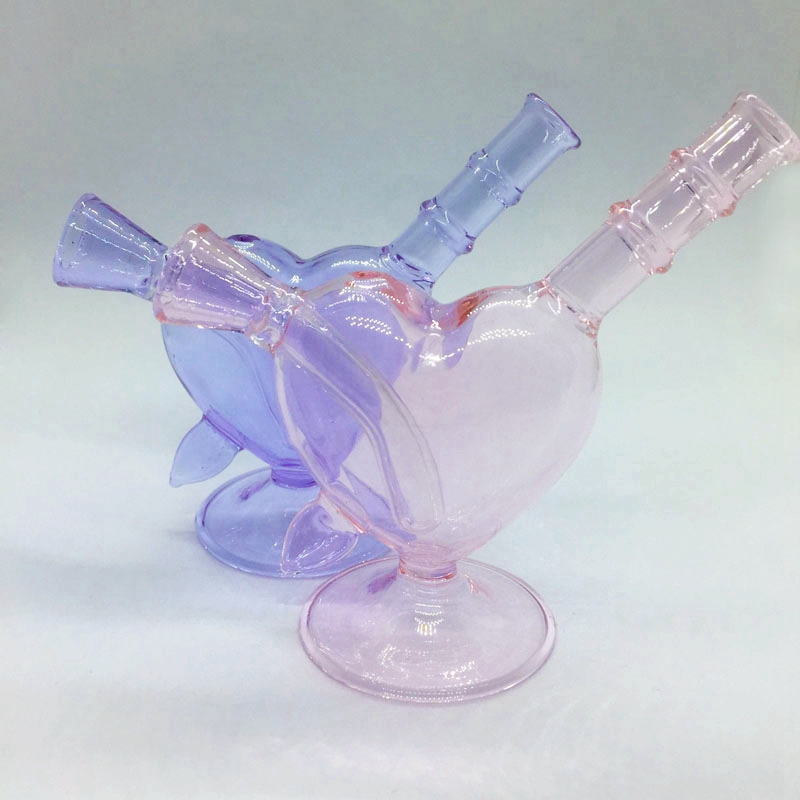 Mini Girl Bunte dicke Glas-Bubbler-Rohre Filter Love Heart Swords Dry Herb Tobacco Preroll Rolling Cigarette Cigar Holder Waterpipe Bong Smoking Tube DHL