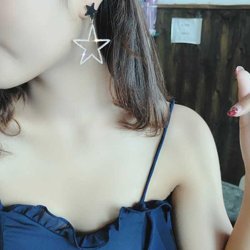 Charm 925Personality Exaggerated Five-pointed Star Ear Nail Female Korean Temperament Long Paragraph Pendant Wild Personality Earrings G230307