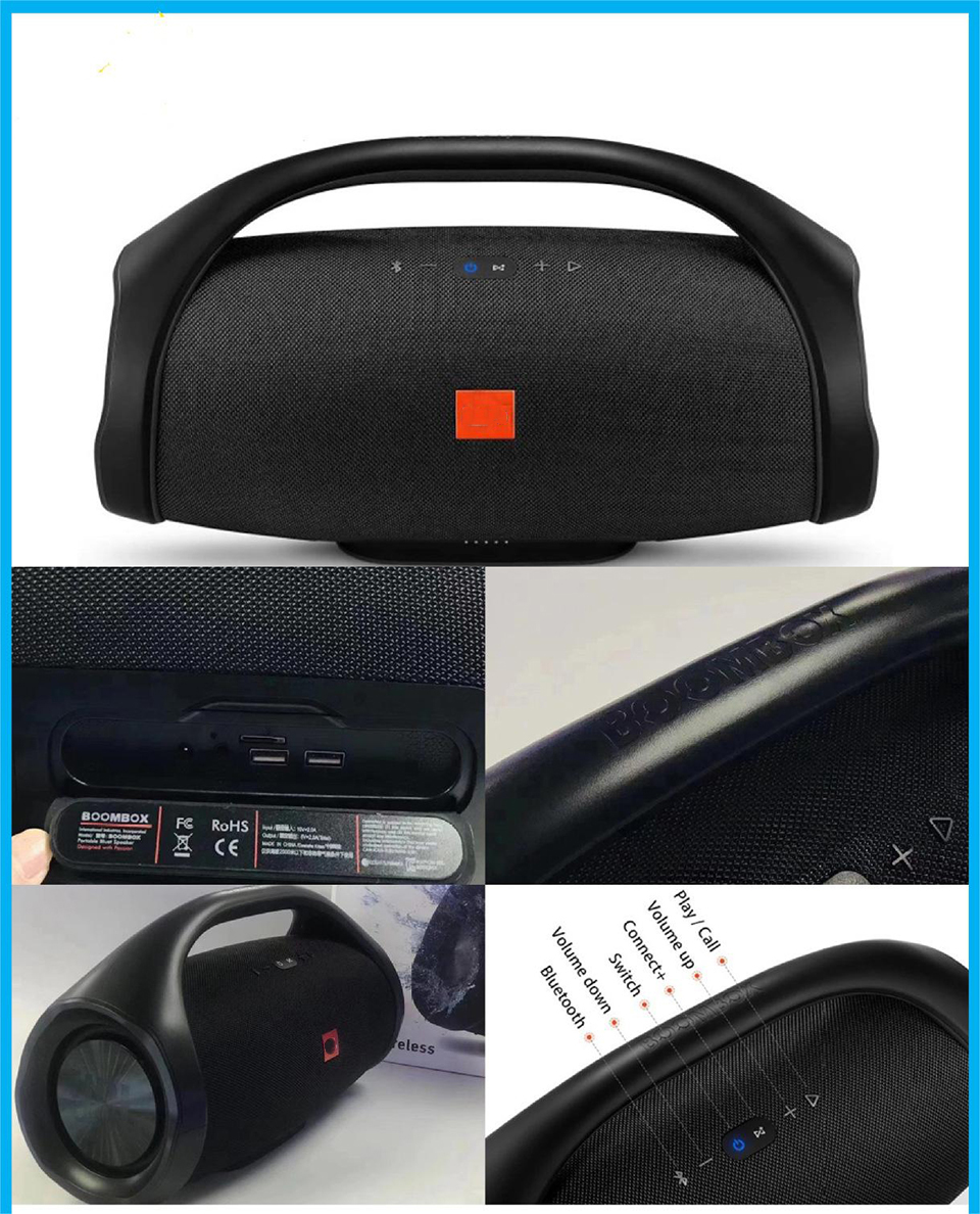 Boombox Bluetooth -динамики Stera 3d Hifi Subwoofer Handsfree Outdoor Portable Stereo Subwoofers Party DJ Audio Boom Box