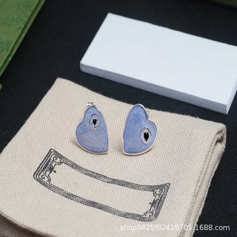 80% OFF 2023 New Luxury High Quality Fashion Jewelry for silver three-dimensional enamel blue heart earrings girlfriend gift
