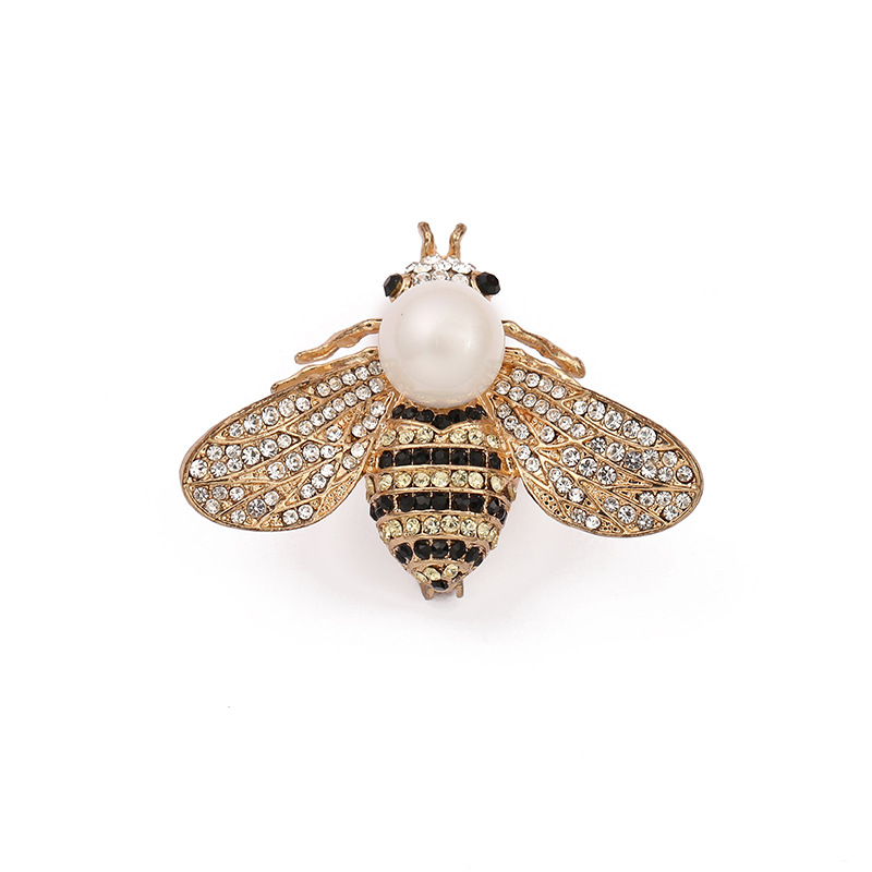 Broche de insecto para mujer, broche de abeja con diamantes de imitación, accesorio de fiesta, broche de perla, regalo de joyería, ramillete para mujer y niña