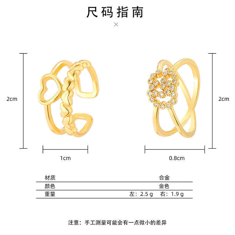 70% OFF 2023 New Luxury High Quality Fashion Jewelry for Star's same style double gold female heart shape simple high sense open ring bracelet