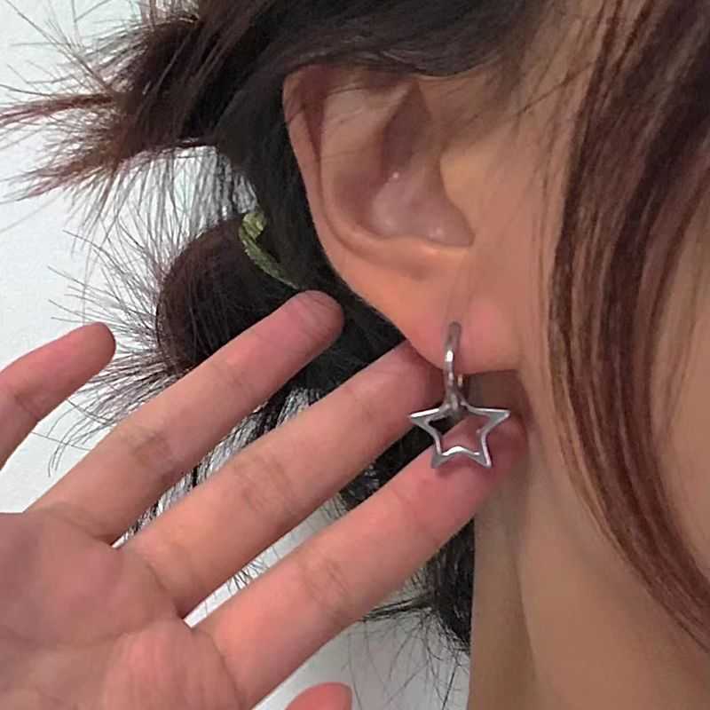 Charm 2022 nuevos pendientes chinos de estrella pentagonal para mujer y niña, nuevos pendientes góticos Y2K de diseño Punk, pendientes simples extraíbles G230307