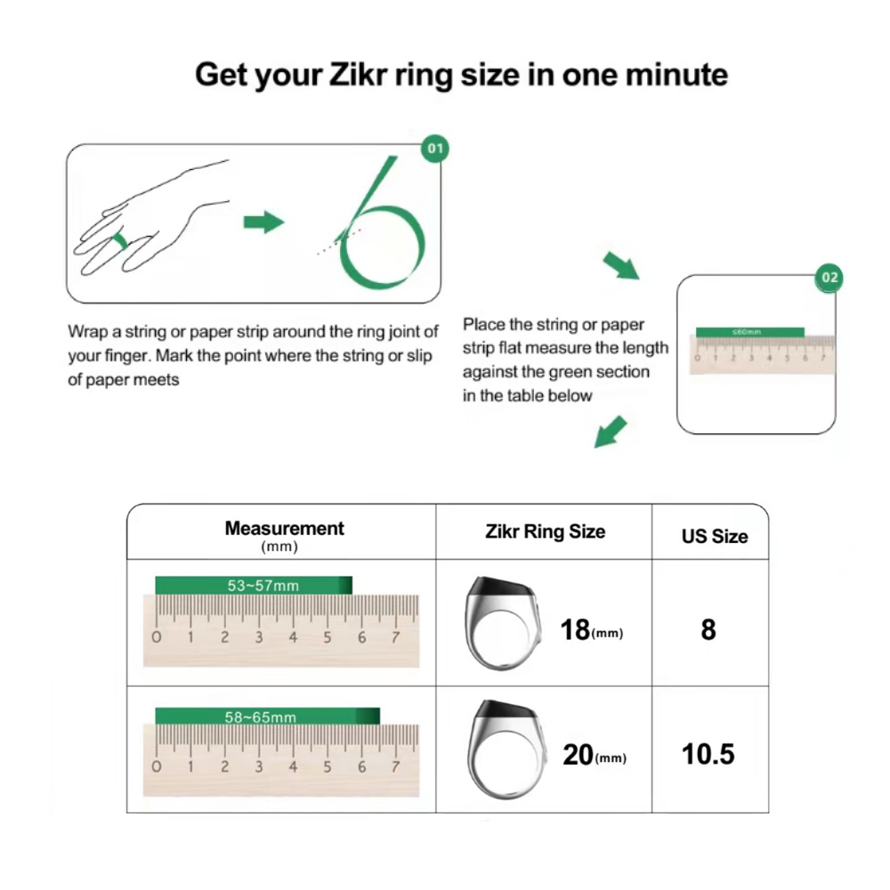 Iqibla Smart Tasbih Tally Teller voor Moslims Zikr Ring Digitale Tasbeeh 5 Gebed Tijd Trillingen Herinnering Waterdicht