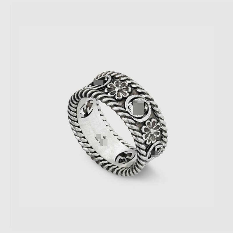 20% de desconto em todos os itens 2023 novas jóias de moda de alta qualidade de luxo para hollow Out Double Sterling Silver Fried Fried Twists Ring de estilo simples de escultura tendência