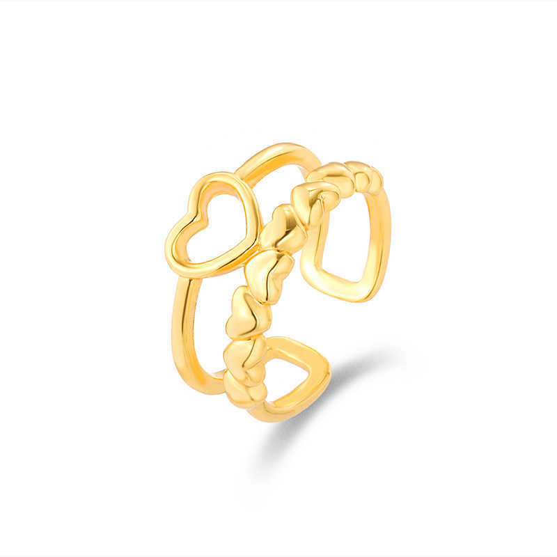 70% korting op 2023 Nieuwe luxe hoogwaardige mode -sieraden voor sterren dezelfde stijl dubbel goud vrouwelijke hartvorm eenvoudige high sense open ring armband