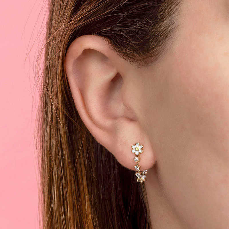 Charm 925 Sterling Silver Ear Nål Stud Örhängen Med Kedja Dinglar Kedje Örhängen Delikat CZ örhängen Modesmycken för kvinnor G230307