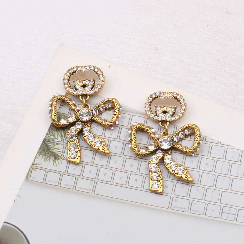 20% OFF 2023 New Luxury High Quality Fashion Jewelry for bow personalized Earrings design double interlocking classic matching earrings