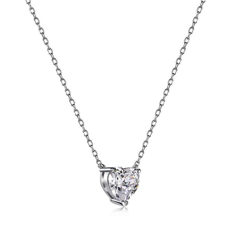 Bijoux de luxe à la mode en argent sterling 925 coeur collier de créateur femme blanc 5A zircone diamant colliers ras du cou pour les amis Saint Valentin avec boîte-cadeau