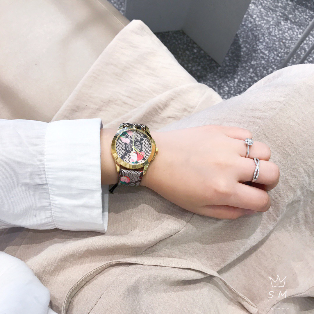 Moda Full Brand Wrist Watches Women Ladies Girl Flowers Style Luxury Leather Strap Quartz Clock G967434434