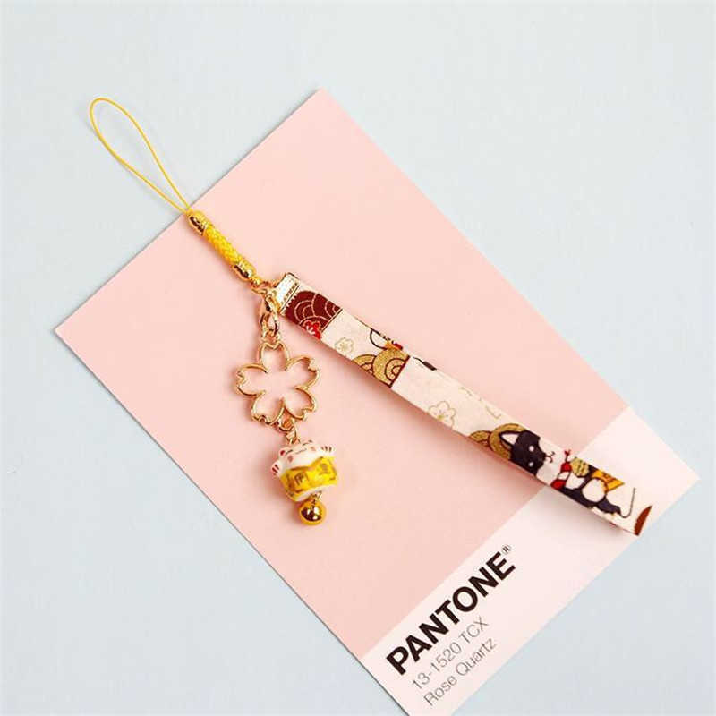 Sangles de téléphone portable, breloques Kawaii, chat porte-bonheur, lanière pour sangle courte, longes de corde, pendentif mignon