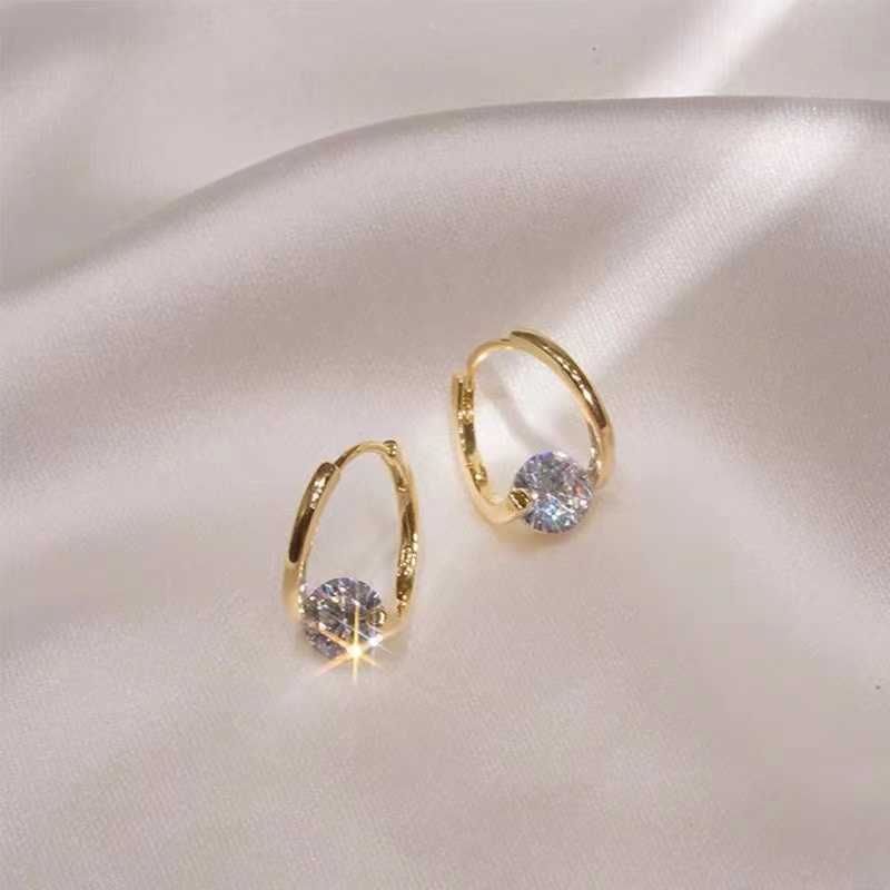 Charm 2022 Ny enkel Single Zirconia Women's Earrings Women's Korean Elegant Exquisite Chic Jewelry Earrings Party Present grossist G230307