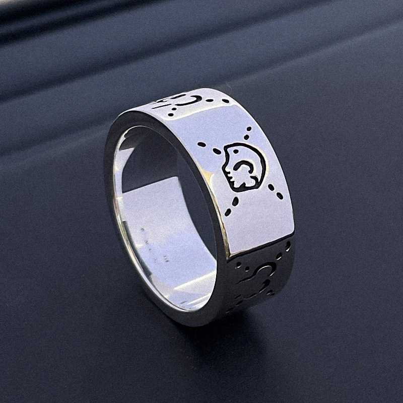 80% korting op 2023 Nieuwe luxe hoogwaardige mode -sieraden voor Silver Flower en Bird You Elf Spirit Skull Paar Simple Ring