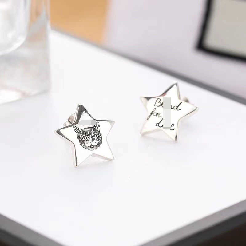 Factory wholesale 2023 New Luxury High Quality Fashion Jewelry for sterling silver Star love fearless versatile men's and women's earrings Valentine's Day gift