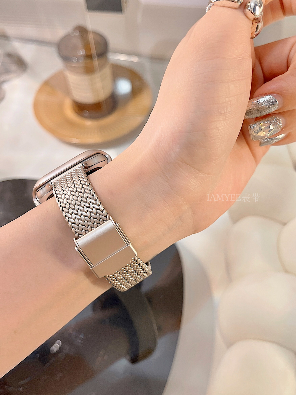 Металлические бриллиантовые ремешки iWatch Ремешки для часов для Apple Watch Band 41 мм 45 мм 42 мм 38 мм 40 мм 44 мм iwatch8 SE 7 6 3 4 5 ультра Дизайнерский элегантный браслет для женщин