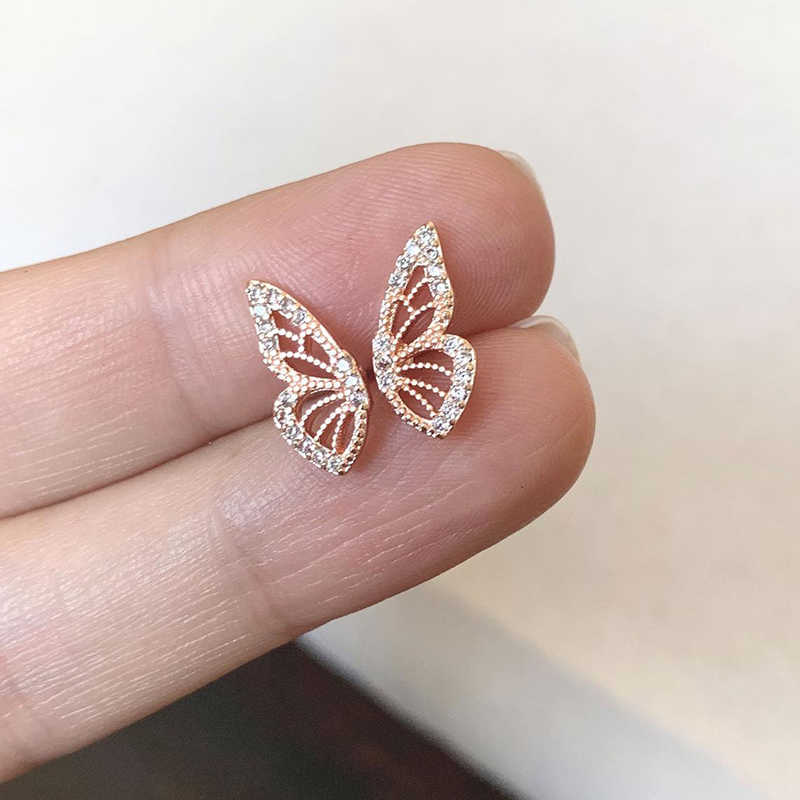 チャームCrmya Dainty Cubic Zirconia crystal Gold Mlated Butterfly Wing StudEarringsファッションジュエリーG230307