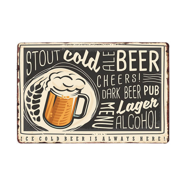 Classic Beer Poster Plata Metal Painting Vintage Bar Pub Placas de lata Decorativa Placas do bar do pub Decoração de parede da casa 30x20cm W03