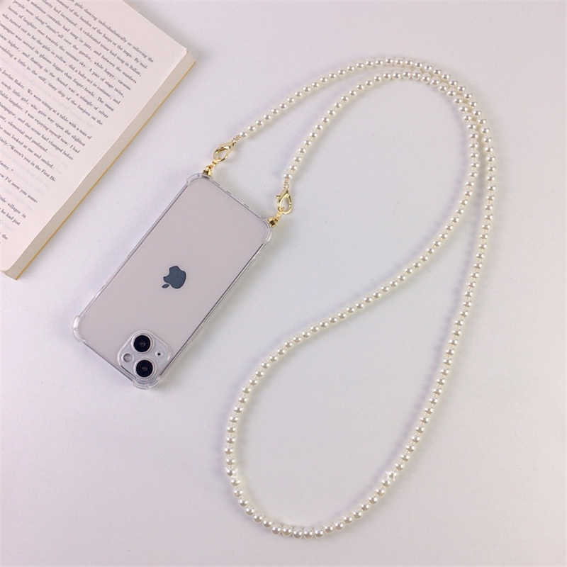 Correias de telefone celular encantos luxo coreano crossbody cordão colar pérola caso corrente para s21 s22 s23 plus ultra a72 s20 fe capa traseira