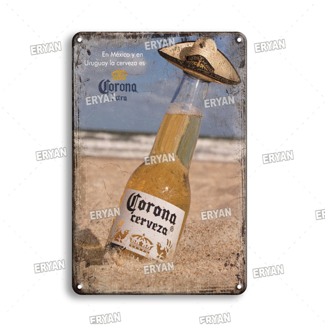 Rétro Nostalgie Bière Art Sticker Mural Métal Peinture Plaque Tin Sign Vintage Backyard Bar Jardin Décor Accessoires Maison Cuisine Plaques 30X20cm W03