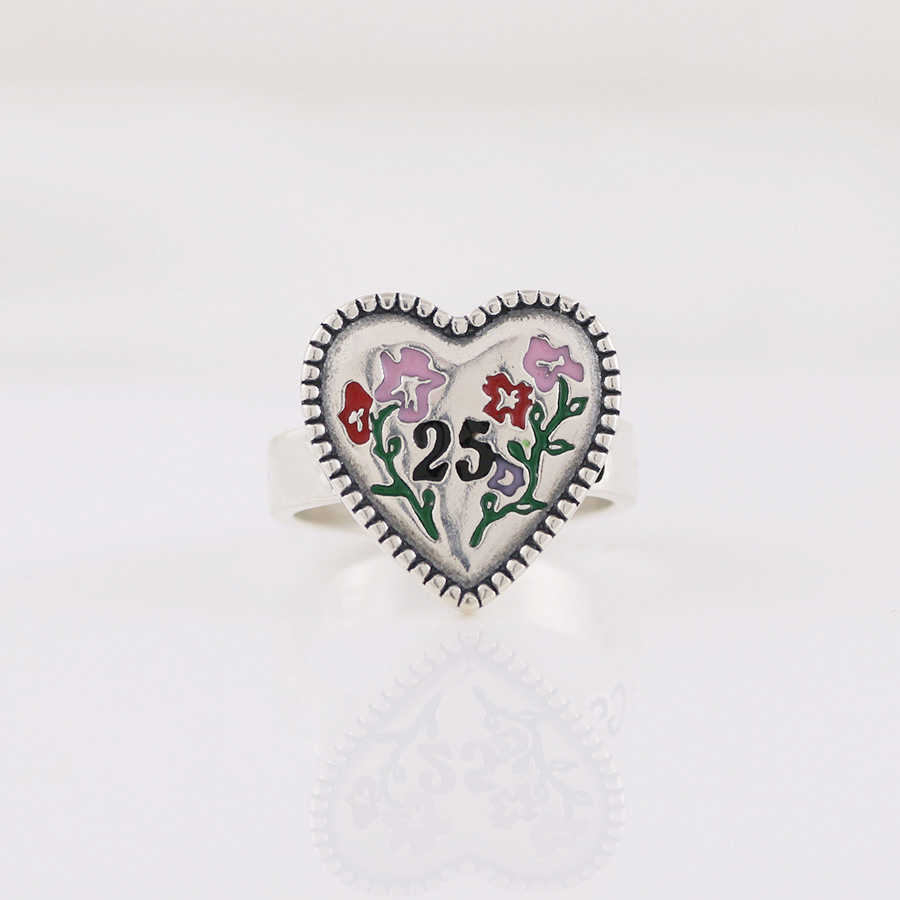 20% korting op 2023 Nieuwe luxe hoogwaardige mode -sieraden voor serie Ring Silver Flower Digitaal paar Ring Valentine's Day Gift Jubileum