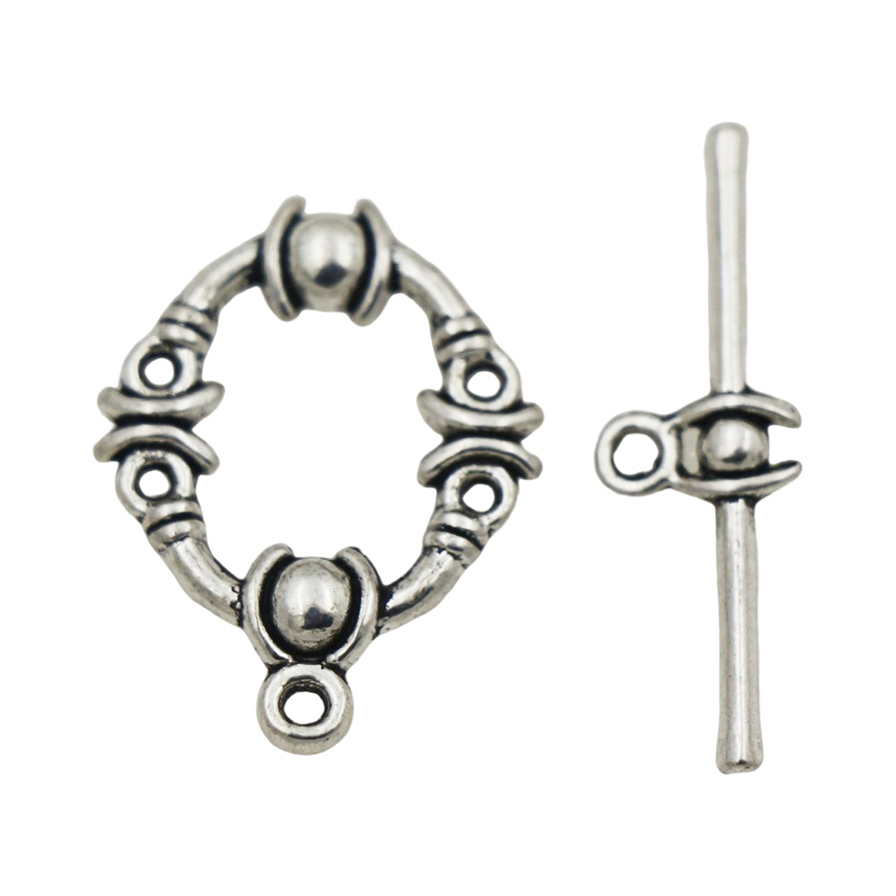 Toggle Clasp Hooks Antique Silver Twist Ring Heart Round With Bar For Bracelet DIY Jewelry Findings Zinc Alloy