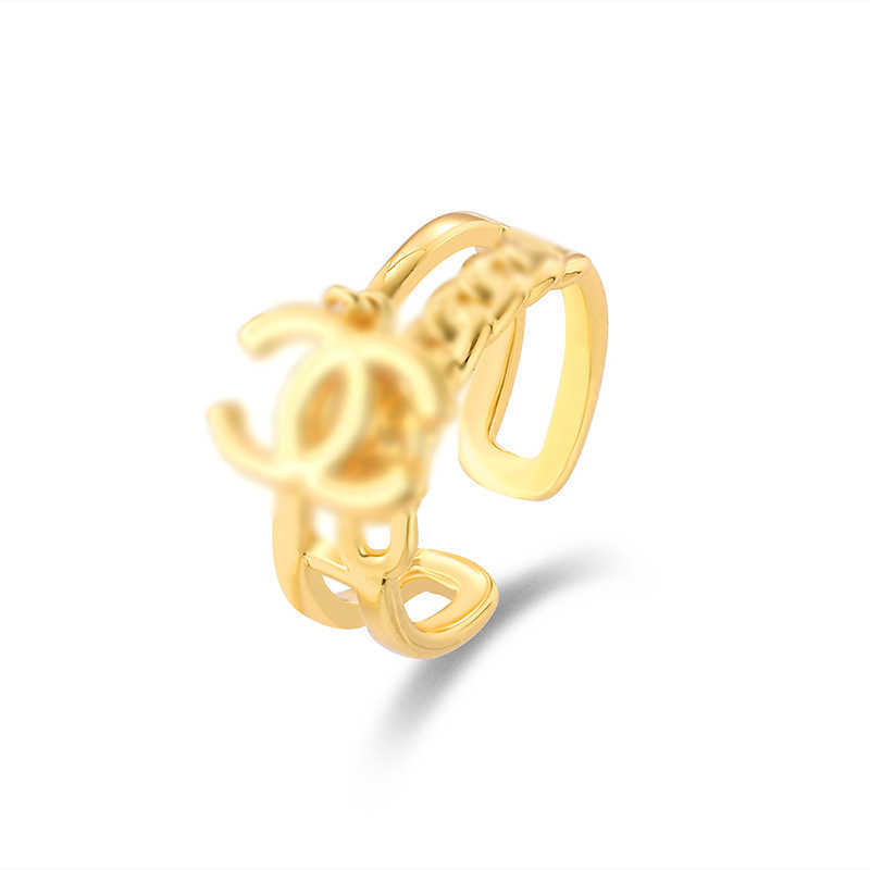 20% korting op 2023 Nieuwe luxe hoogwaardige mode -sieraden voor sterren dezelfde stijl dubbel goud vrouwelijke hartvorm eenvoudige high sense open ring armband