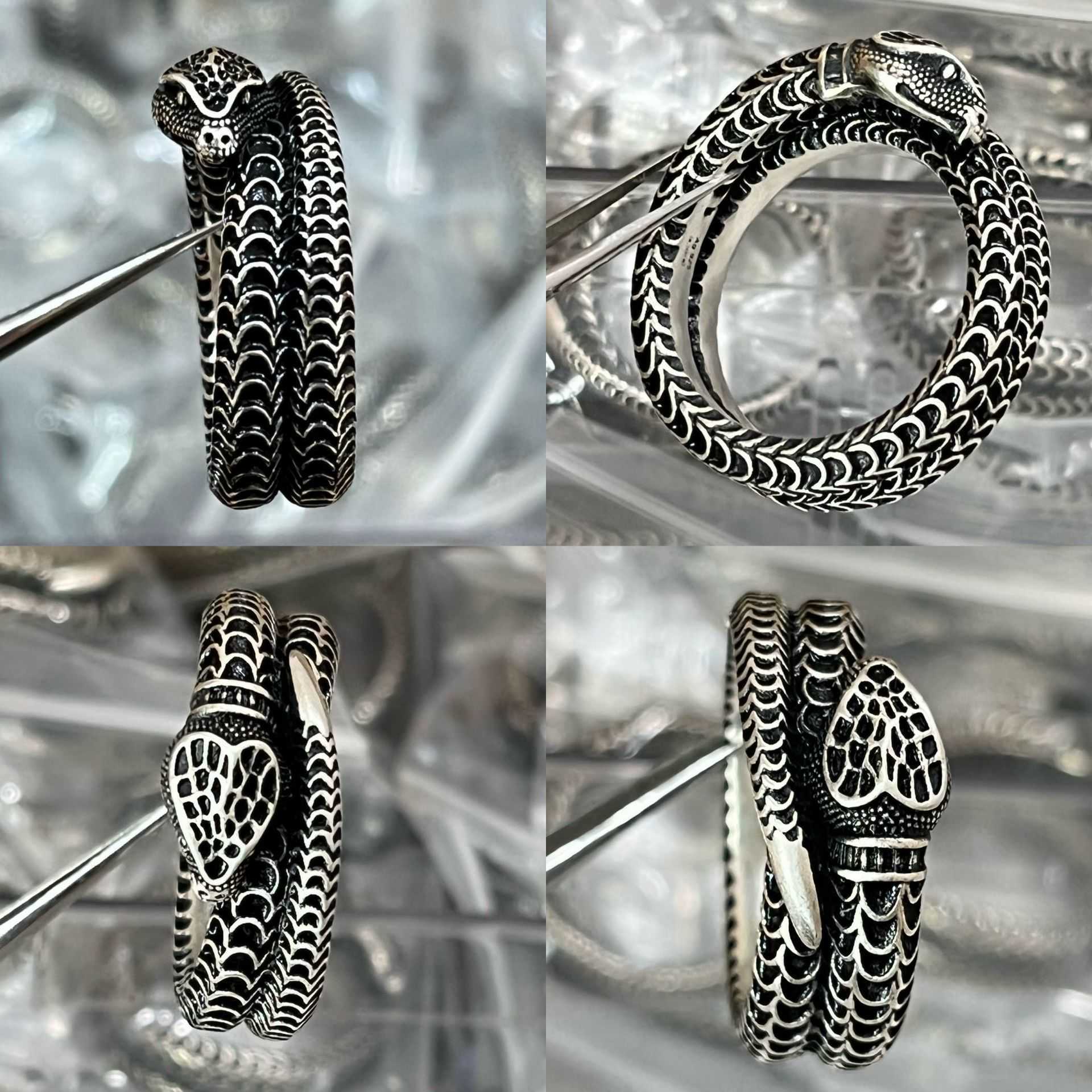 95% rabatt 2023 Nya lyxiga högkvalitativa modesmycken för Spirit Snake Sterling Silver Classic Animal Zodiac Series Boutique Par Ring