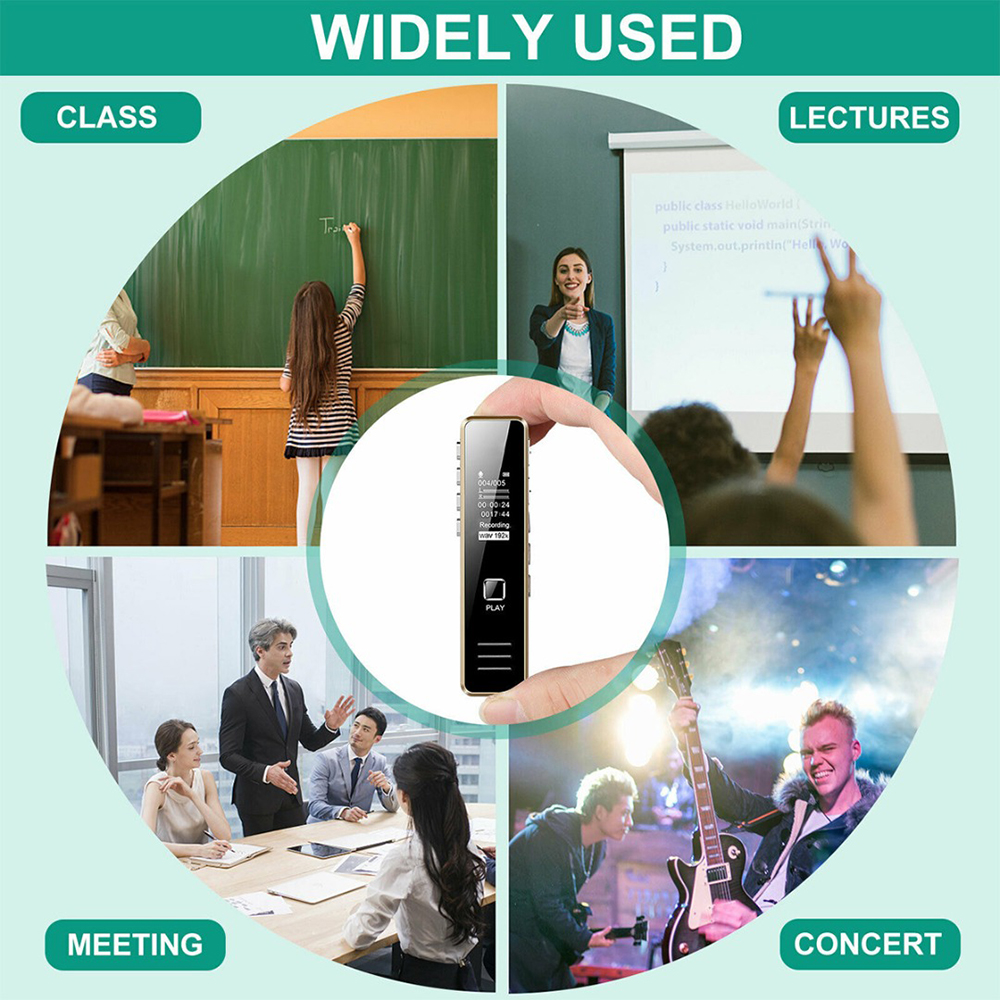 16GB Digitale Voice Recorder Audio Tape Recorder Voice Activated Recorder Playback Lectures Meetings Interviews Portable opnameapparaat, Muziek MP3 -speler PQ139