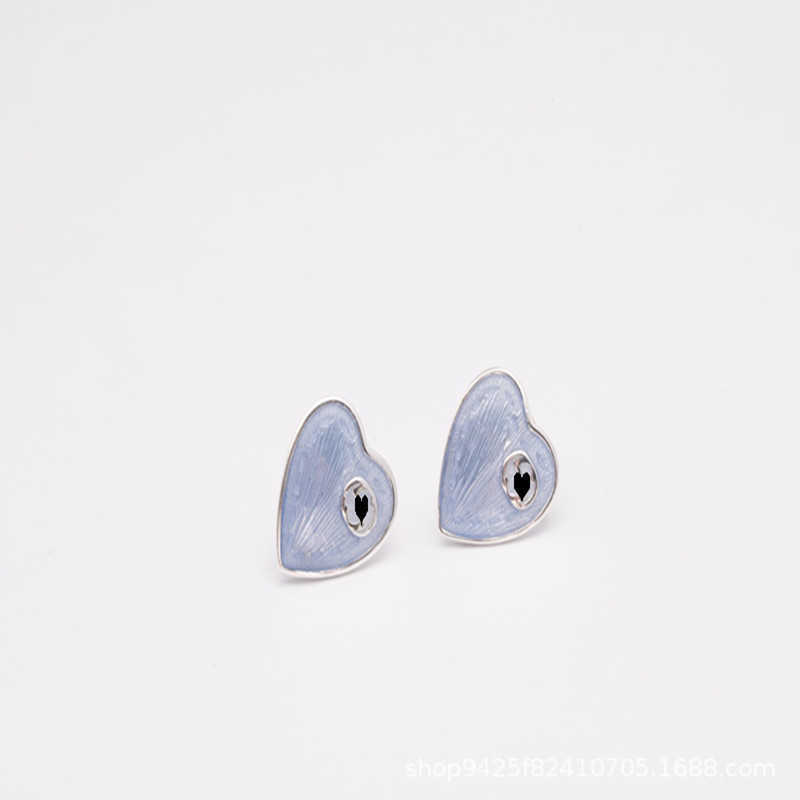 20% off all items 2023 New Luxury High Quality Fashion Jewelry for silver three-dimensional enamel blue heart earrings girlfriend gift