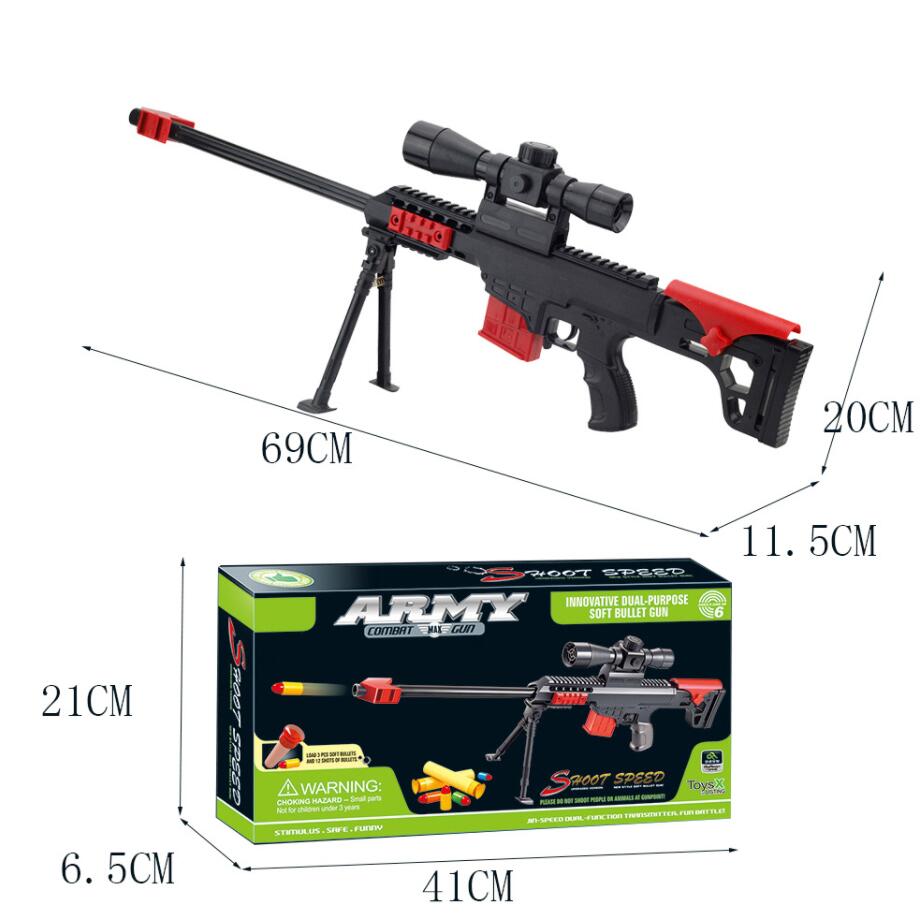 Pistola a proiettile morbida manuale può sparare proiettili di schiuma di eva pistola giocattolo bambini Barrett Sniper Gun