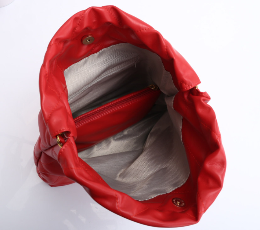 Nouveau sac à ordures en cuir sac à provisions en cuir ciré à l'huile de haute qualité pour femmes grande capacité losange chaîne sac à provisions pour femmes