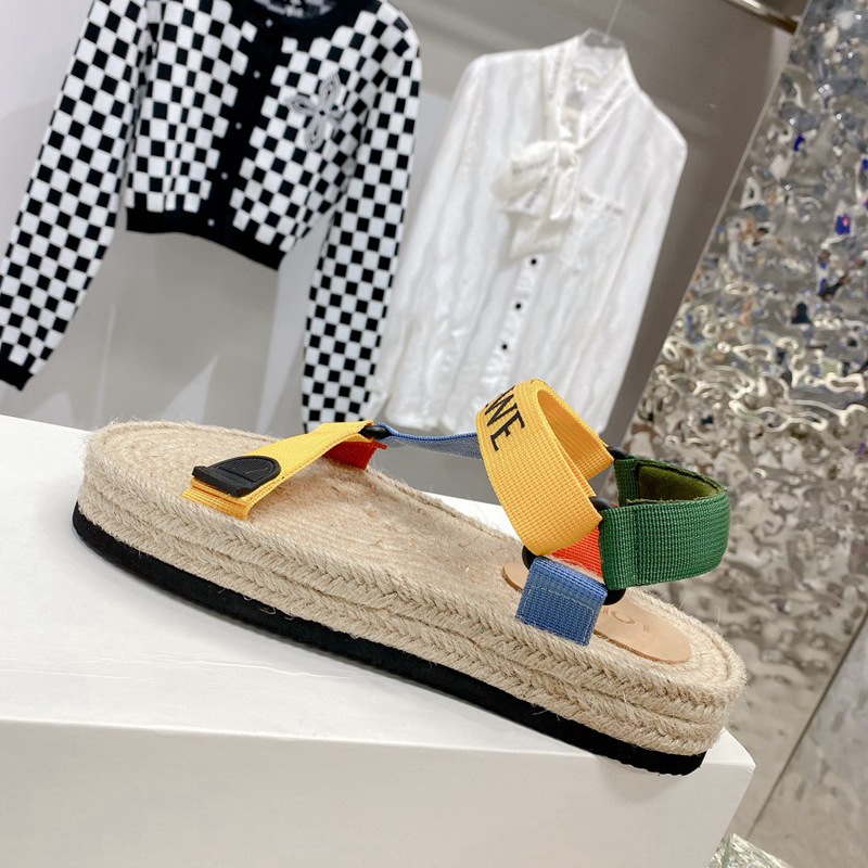 Sandália LOEWS Paulas Ibiza Chinelos Espadrille color block webbing Spain Cinza bege logo jacquard com tiras em cima de uma palmilha de juta inspirada em espadrille preta Sandálias