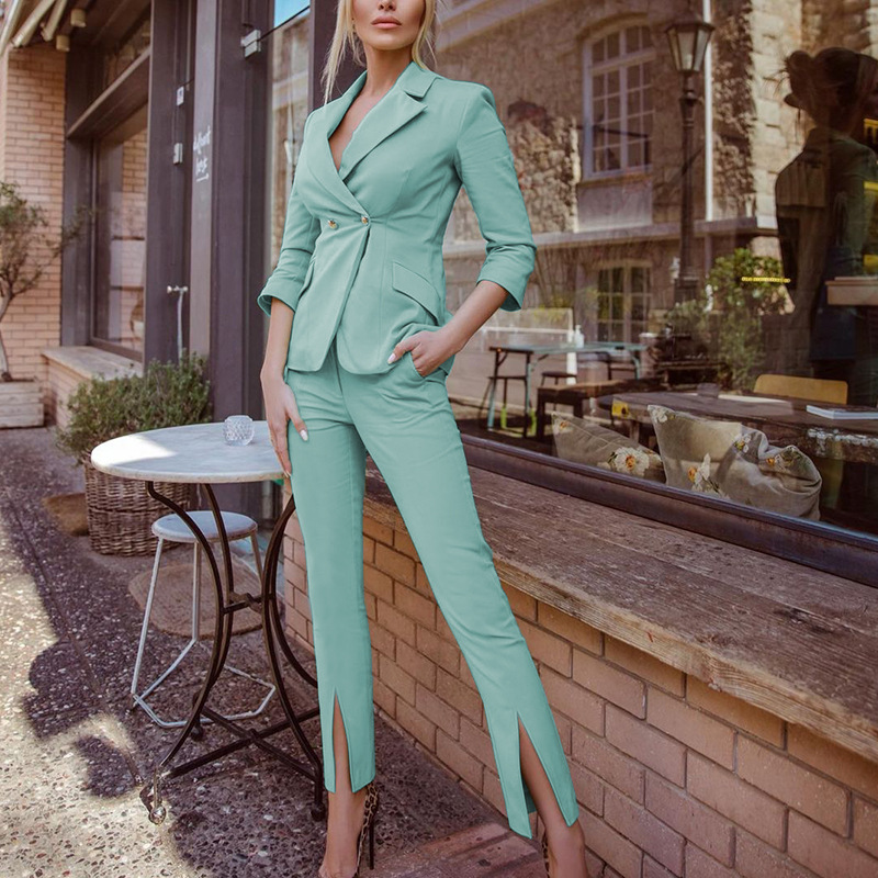 Элегантные брюки для женщин профессиональные наряды 2023 г. весенний пиджак Женский офис бизнес -костюм с двумя наборами