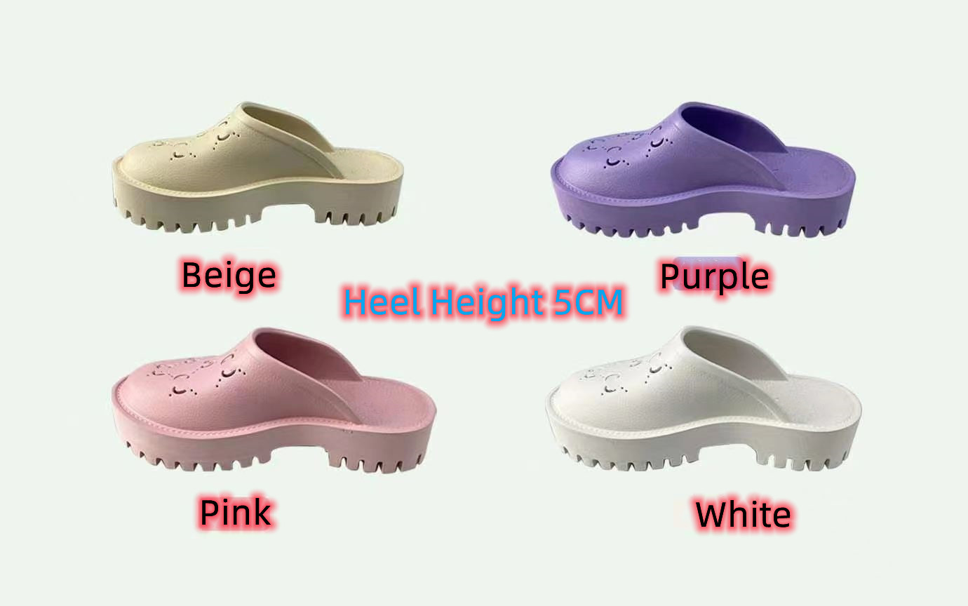 Designer damesplatform geperforeerde slippers sandaal zomerschoen top dames strand slippers witte roze hoge hakhoogte 5 cm maat eu3-42