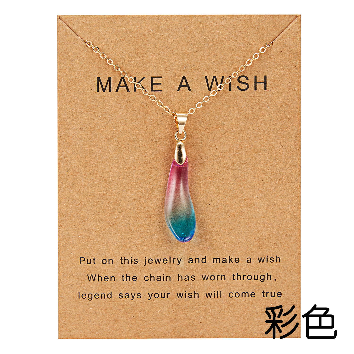Fashion Make a Wish Gift Card Collana con ciondolo Collane con opale a forma di goccia Accessorio gioielli da donna
