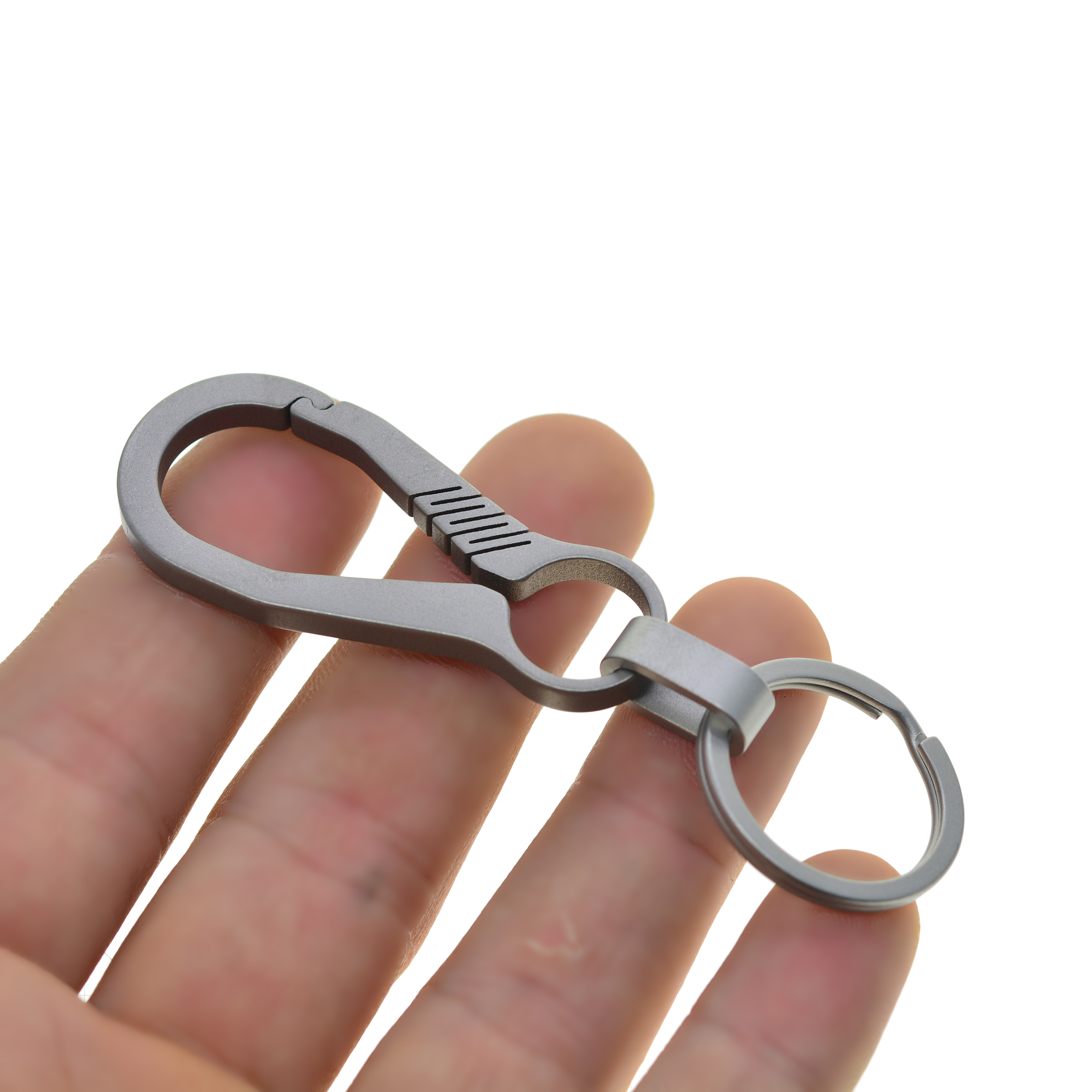 Key Rings Extra light weight titanium oval drop snap spring Lock Carabiner split ring Clasp Keychain FOB EDC house warming gif