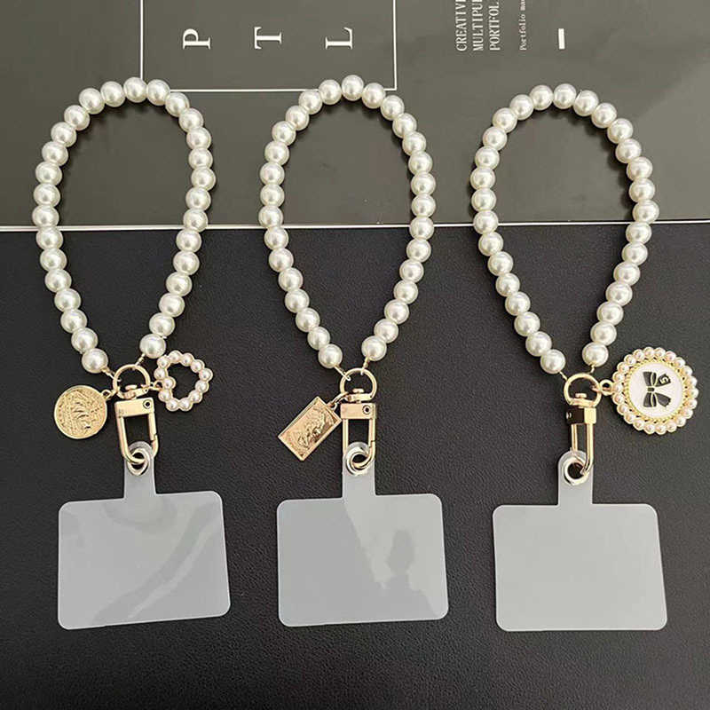 Paski do telefonów komórkowych Charms Mobilny Smycz Smycz Krótki przenośny pasek Łańcuchowy Klip Creative Pearl Pendant Wising Pasek Universal For Keys