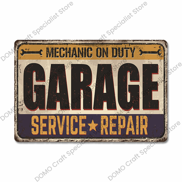 Garage Metal Tin Signs Poster Vintage Route 66 Car Metal Tinplate Retro Plack Garage Tire Shop Wall Art Decor 30x20cm W03