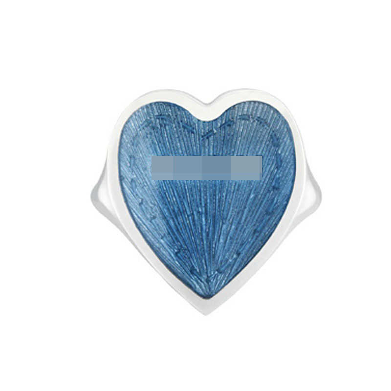 Fabrik grossist 2023 Nya lyxiga högkvalitativa modesmycken för Sterling Silver Blue Emamel Heart Par Ring Smycken