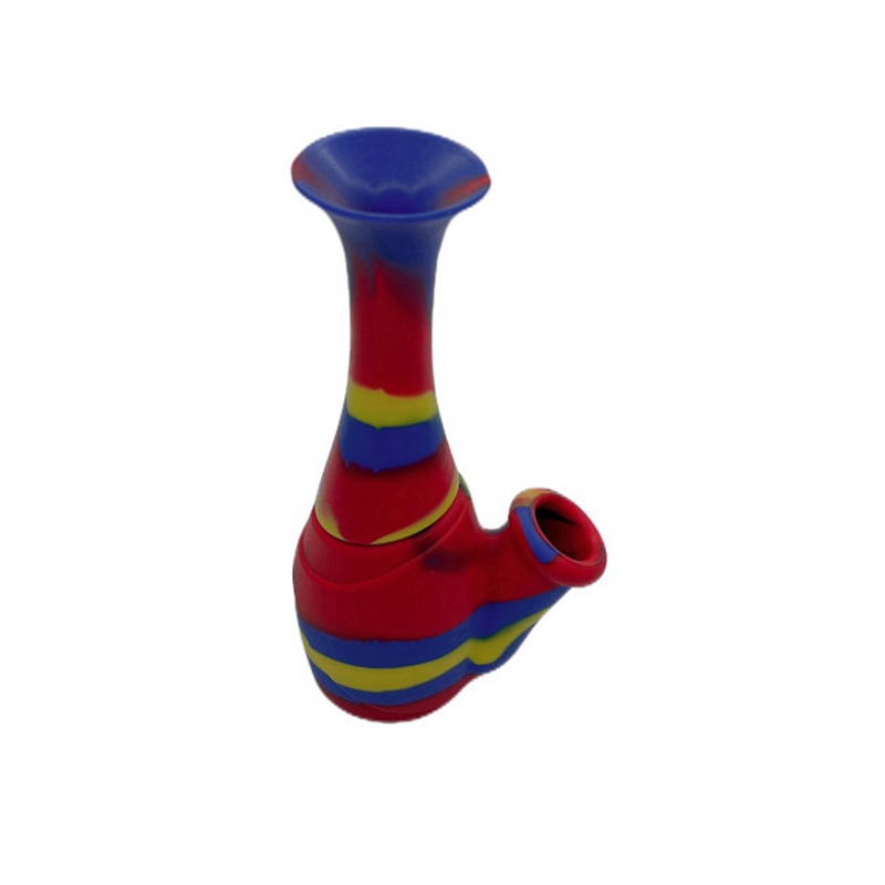 Colorful Silicone Portable Removable Bubbler Pipes Dry Herb Tobacco Filter Metal Bowl Innovative Vase Style Bong Hookah Waterpipe Smoking Cigarette Holder DHL