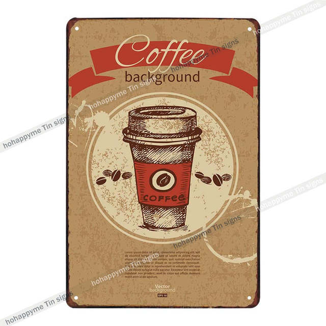 Cafe Vintage Dekoracja Metalowa malarstwo ścienne plakat plakat kawy Dekorat bar Ice Cold Drink Club Talerze 30x20 cm W03