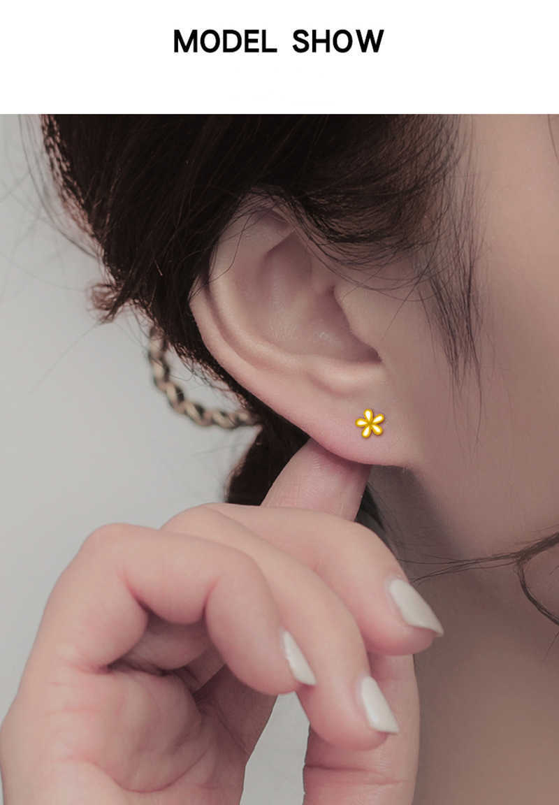 Charm 925 Silver Needle Minimalist Cute Flower Small Tragus Stud Earrings for Women Teen Daily Simple Piercing Jewelry Accessories G230307