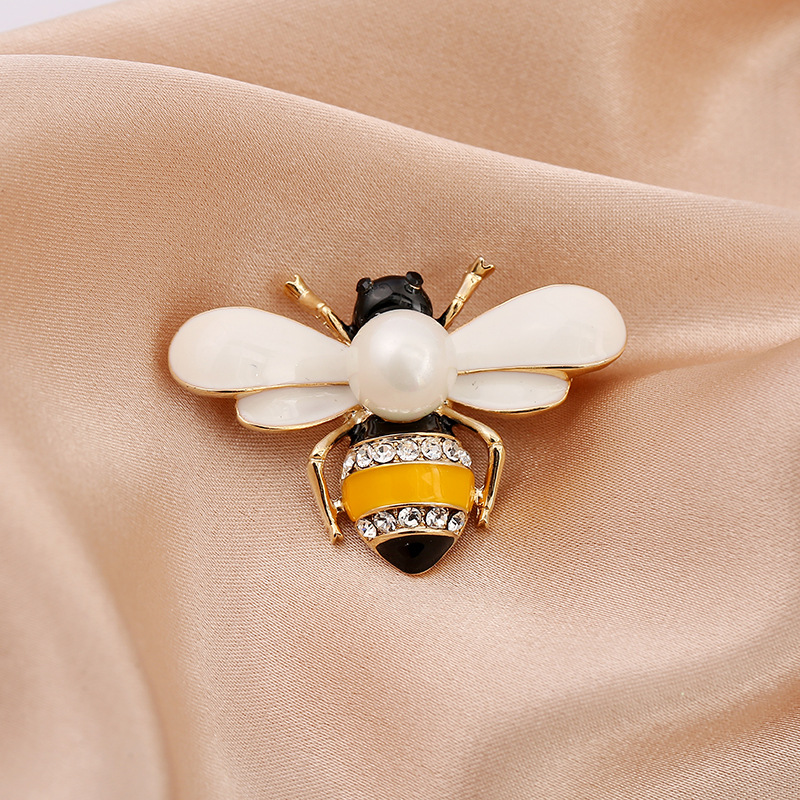 Broche de insecto para mujer, broche de abeja con diamantes de imitación, accesorio de fiesta, broche de perla, regalo de joyería, ramillete para mujer y niña