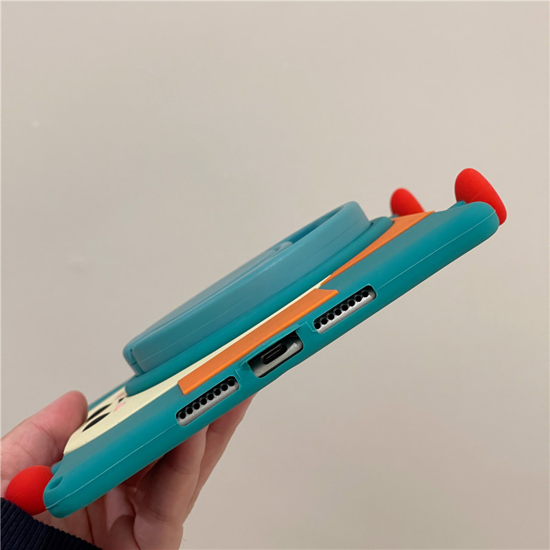 Étui en silicone pour robot de dessin animé 3D mignon pour Apple iPad Pro Air Mini, support rotatif à 360 °