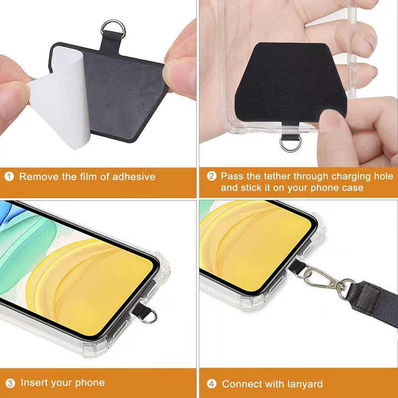 Sangles de téléphone portable Charms 1-Remplacement Lanière Sangle Patch Joint Universel Auto-Adhésif Mobile Sling Tether Carte Corde Onglets Clip Snap