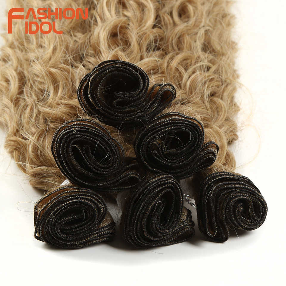 Synthetic Wigs Fashion Idol Afro Kinky Curly Hair Bundles with Closure Ombre Blonde 30inch Soft Long Synthetic Weave 230227